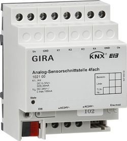Gira KNX Аналоговый вход 4 канальный, DIN-рейка (G102100)