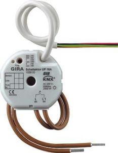 Gira KNX Актор 1-канальный 16А + 2 бинарных входа, монтаж в коробку (G105900)