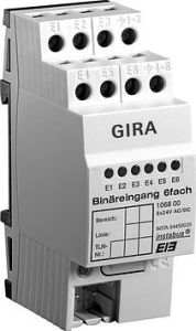 Gira KNX Бинарный вход 6-ти канальный 24V AC/DC DIN-рейка (G106800)