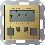 Gira S-55 Латунь Термостат электронный с таймером с функцией охлаждения (G2370604)