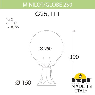 Ландшафтный фонарь FUMAGALLI MINILOT/G250. G25.111.000.VXE27 Ландшафтный фонарь FUMAGALLI MINILOT/G250. G25.111.000.VXE27