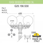 Садово-парковый фонарь FUMAGALLI GIGI BISSO/G250 3L G25.156.S30.AZE27