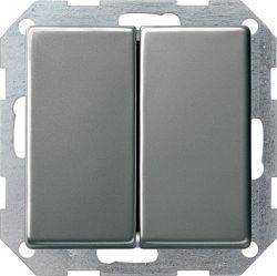 Gira E22 Сталь Переключатель 2-кл самовозвратный 10А, 250V вертикал. (G286120)