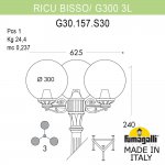 Садово-парковый фонарь FUMAGALLI RICU BISSO/G300 3L G30.157.S30.WYE27