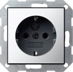 Gira S-55 Хром/Антрацит Розетка с/з с защитными шторками (G453605)
