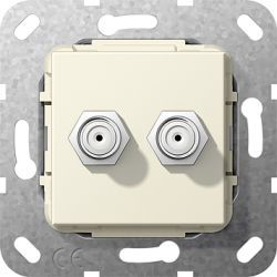 Gira S-55 Крем глянц Гнездо SAT F 2 местн. (G565101)