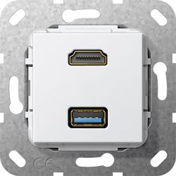 Gira S-55 Бел глянц Разъем HDMI, USB 3.0 A (G567803)