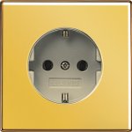 JUNG LS 990 Блеск золота Розетка с/з с защитными шторками безвинт.зажим (GO2520KI)