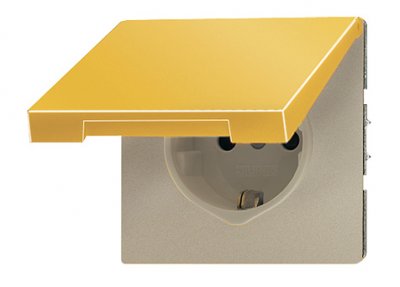 JUNG LS 990 Блеск золота Розетка с/з с крышкой с полем для надписи безвинт зажим (GO2520NAKL) JUNG LS 990 Блеск золота Розетка с/з с крышкой с полем для надписи безвинт зажим (GO2520NAKL)