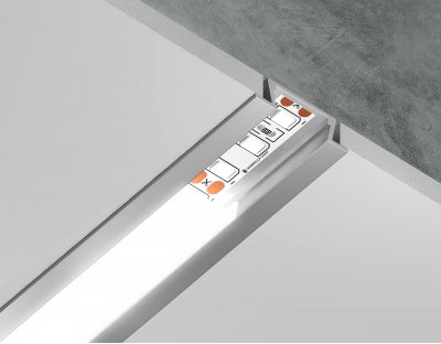 Алюминиевый профиль встраиваемый 21.5*6.8 для светодиодной ленты до 11мм Ambrella GP1001AL GP