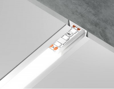 Алюминиевый профиль встраиваемый 21.5*6.8 для светодиодной ленты до 11мм Ambrella GP1001WH GP