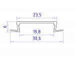 Алюминиевый профиль встраиваемый 30.6*6 для светодиодной ленты до 19,8мм Ambrella GP1100AL GP