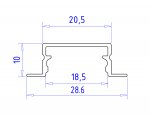 Алюминиевый профиль встраиваемый 28.6*10 для светодиодной ленты до 18,5мм Ambrella GP1200AL GP