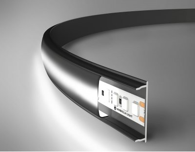 Алюминиевый профиль накладной гибкий 18*4 для светодиодной ленты до 15мм Ambrella GP1600BK/BK GP