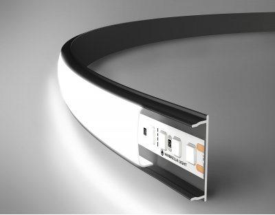 Алюминиевый профиль накладной гибкий 18*4 для светодиодной ленты до 15мм Ambrella GP1600BK GP