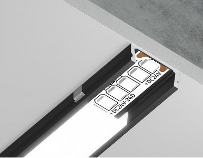 Алюминиевый профиль накладной 15.5*6 для светодиодной ленты до 11мм Ambrella GP1700BK GP