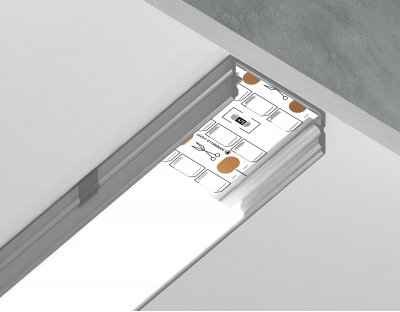 Алюминиевый профиль накладной 20.5*10 для светодиодной ленты до 18,5мм Ambrella GP2001AL GP