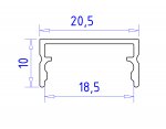Алюминиевый профиль накладной 20.5*10 для светодиодной ленты до 18,5мм Ambrella GP2001AL GP