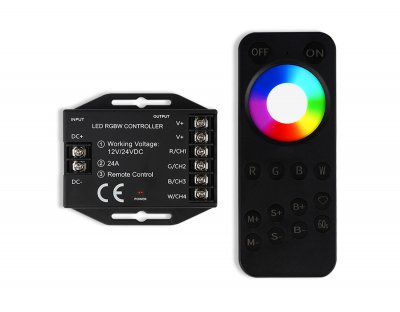 Контроллер для светодиодных лент RGBW с сенсорным радио пультом 2.4G GS11461 Ambrella GS11461 контроллер RGBW 24A 12V 288W/ 24V 576W (ПДУ Радио 2.4G AAA)