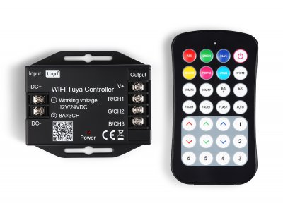 Контроллер WIFI Tuya для светодиодных лент RGB c радио пультом 2.4G 24A 12V 288W/ 24V 576W GS11551 Ambrella GS11551 GS