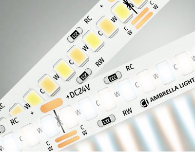 Светодиодная лента с регулировкой температуры света GS4151 2835 240Led /18W m/ 24V IP20 CCT 3000-650 Ambrella GS4151 GS