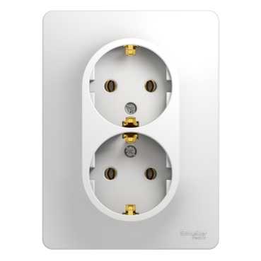 SE Glossa Бел Розетка 2-я с заземлением (в сборе с рамкой) (GSL000124)