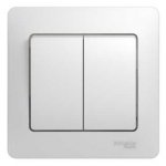 SE Glossa Бел Выключатель 2-клавишный, сх.5 (в сборе с рамкой) (GSL000152)