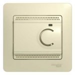 SE Glossa Беж Термостат электронный теплого пола с датчиком, 10A (в сборе с рамкой) (GSL000238)