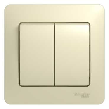 SE Glossa Беж Выключатель 2-клавишный, сх.5 (в сборе с рамкой) (GSL000252)