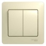 SE Glossa Беж Выключатель 2-клавишный, сх.5 (в сборе с рамкой) (GSL000252)