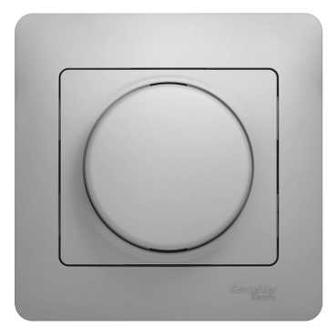 SE Glossa Алюминий Светорегулятор (диммер) поворотный, 300Вт (в сборе с рамкой) (GSL000334)