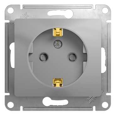 SE Glossa Алюминий Розетка с заземлением со шторками (GSL000345)