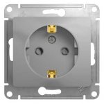 SE Glossa Алюминий Розетка с заземлением со шторками (GSL000345)