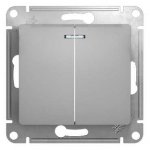 SE Glossa Алюминий Выключатель 2-клавишный с подсветкой, сх.5а (GSL000353)
