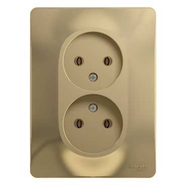 SE Glossa Титан Розетка 2-я без заземления (в сборе с рамкой) (GSL000420)