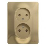 SE Glossa Титан Розетка 2-я без заземления (в сборе с рамкой) (GSL000420)