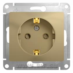 SE Glossa Титан Розетка с заземлением со шторками (GSL000445)