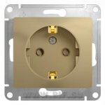 SE Glossa Титан Розетка с заземлением со шторками (GSL000445)