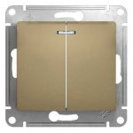 SE Glossa Титан Выключатель 2-клавишный с подсветкой, сх.5а (GSL000453)