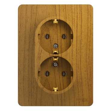 SE Glossa Дерево Дуб Розетка 2-я с заземлением (в сборе с рамкой) (GSL000524)