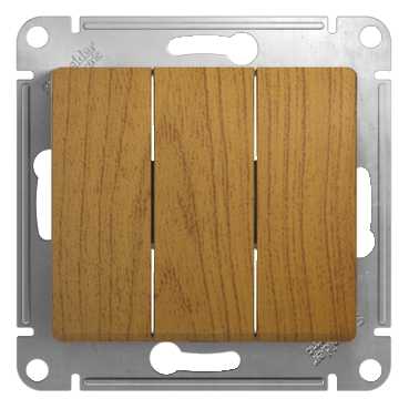SE Glossa Дерево Дуб Выключатель 3-клавишный, сх.3 (GSL000531)