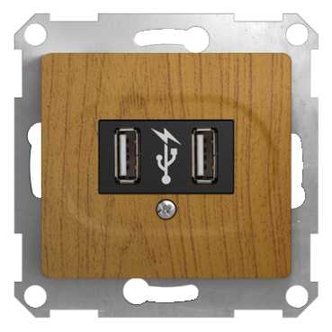 SE Glossa Дерево Дуб USB Розетка (GSL000532)
