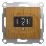 SE Glossa Дерево Дуб USB Розетка (GSL000532)