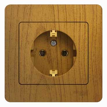 SE Glossa Дерево Дуб Розетка с заземлением (в сборе с рамкой) (GSL000542)