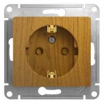 SE Glossa Дерево Дуб Розетка с заземлением со шторками (GSL000545)