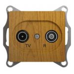 SE Glossa Дерево Дуб TV-R Розетка проходная 4DB (GSL000595)