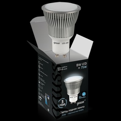 Лампа Gauss EB101106208 LED GU10 8W SMD AC220-240V 4100K Лампа Gauss EB101106208 LED GU10 8W SMD AC220-240V 4100K
