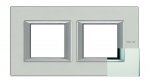 Legrand Bticino Axolute HA4802M2HVSA Матовое стекло Рамка 2+2 мод прямоугольная (надпись горизонтально)