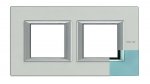 Legrand Bticino Axolute HA4802M2HVZS Голубое стекло Рамка 2+2 мод прямоугольная (надпись горизонтально)