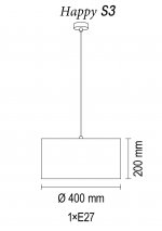 Подвесной светильник Happy S3 18 99gb, металл(голубой)/ткань(сова)/лента(голубая), Н150, 1 x E27 60W